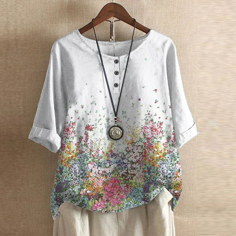 Raina Women’s Blouse with Vintage Floral Pattern and Relaxed Fit 6