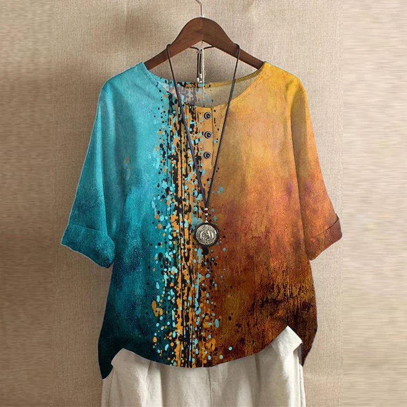 Raina Women’s Blouse with Vintage Floral Pattern and Relaxed Fit 7