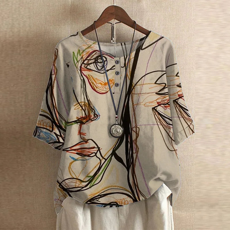 Raina Women’s Blouse with Vintage Floral Pattern and Relaxed Fit 9