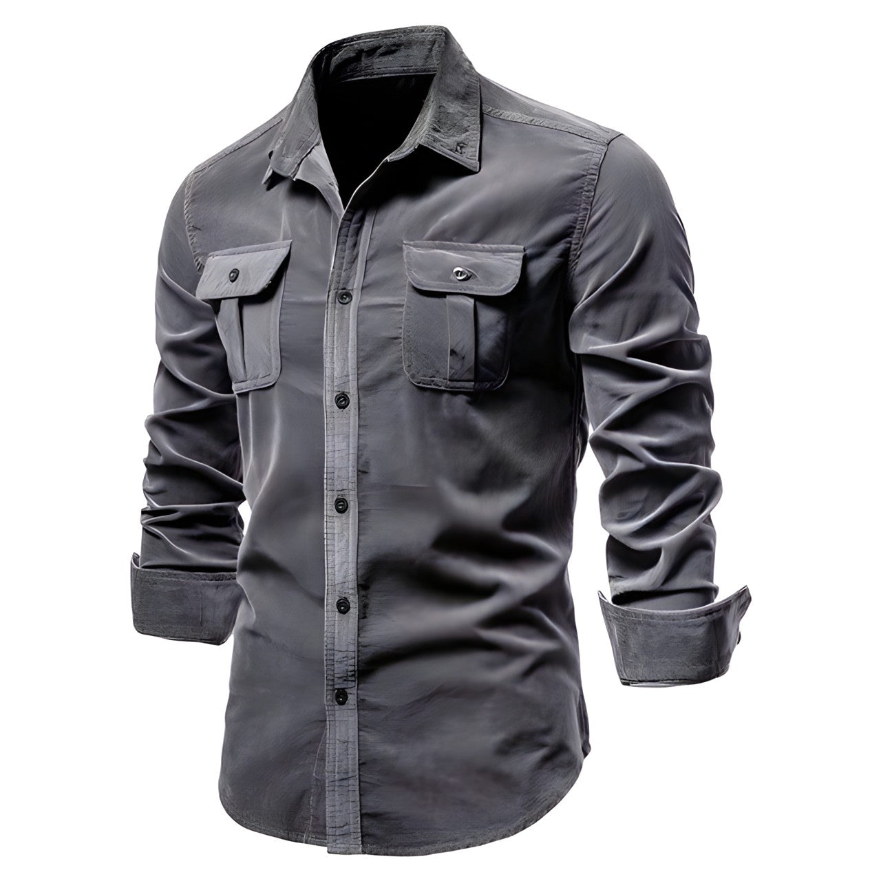 Raven Men’s Shirt with Long Sleeves and Button Placket Design 2