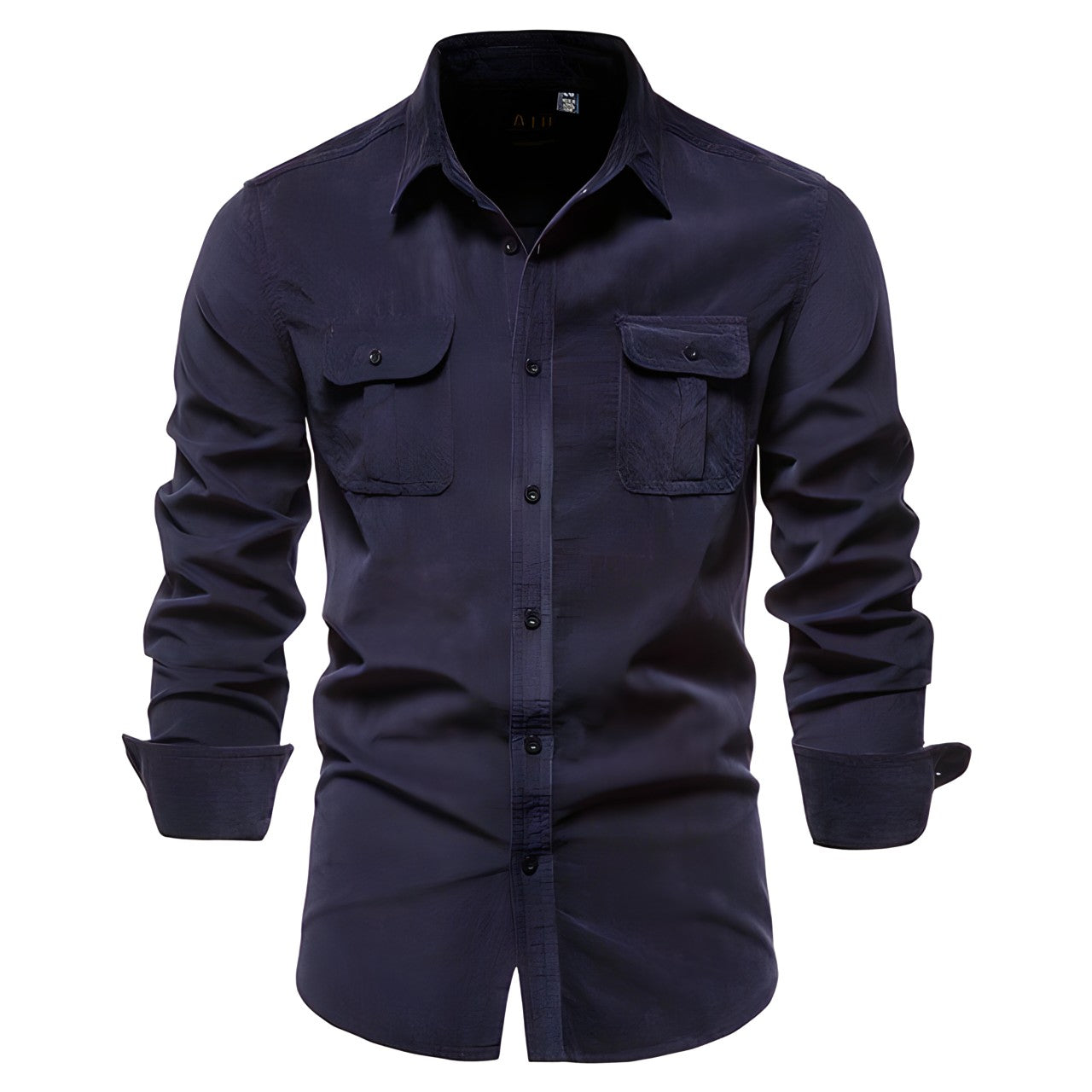 Raven Men’s Shirt with Long Sleeves and Button Placket Design 3