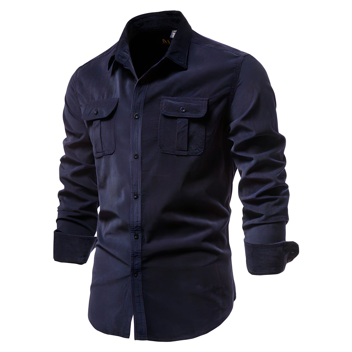 Raven Men’s Shirt with Long Sleeves and Button Placket Design 4
