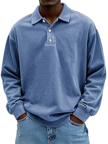 Raven Men's Sweatshirt with Long Sleeves and Polo Collar 0