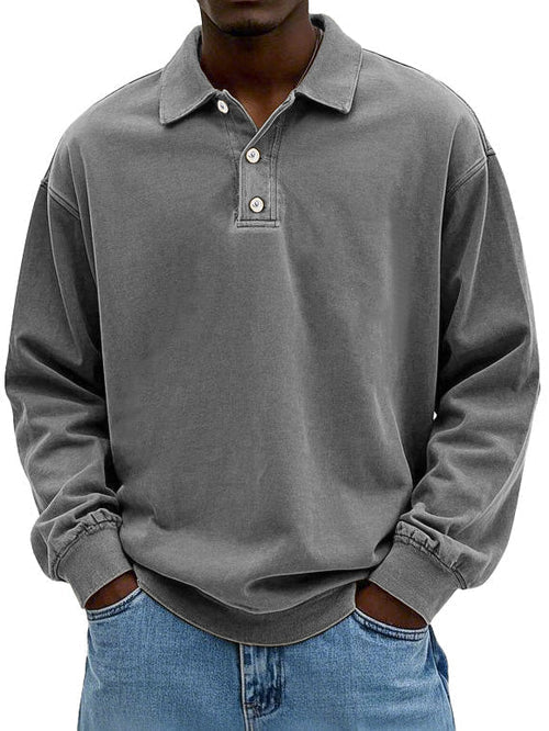 Raven Men's Sweatshirt with Long Sleeves and Polo Collar 1