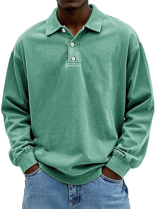 Raven Men's Sweatshirt with Long Sleeves and Polo Collar 2