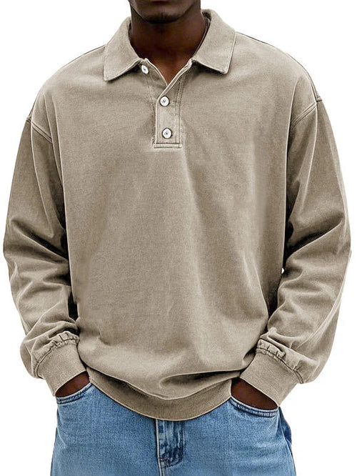 Raven Men's Sweatshirt with Long Sleeves and Polo Collar 3