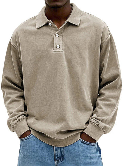 Raven Men's Sweatshirt with Long Sleeves and Polo Collar 3