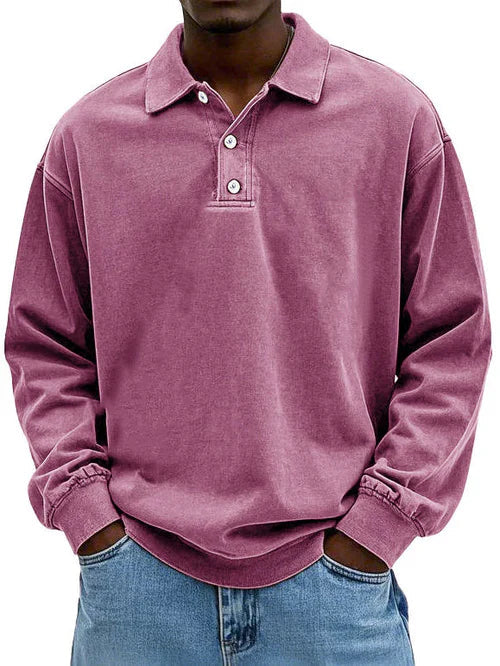 Raven Men's Sweatshirt with Long Sleeves and Polo Collar 4