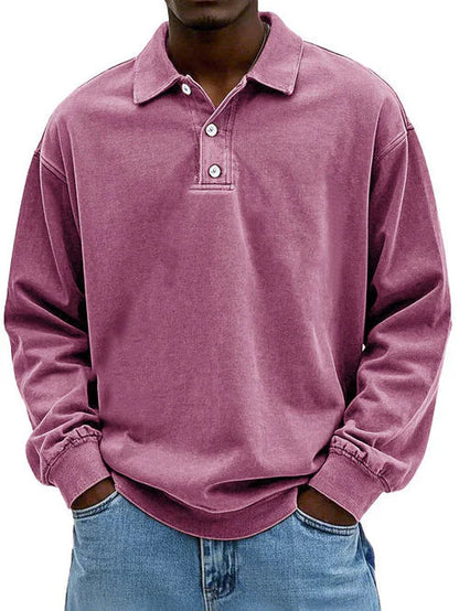 Raven Men's Sweatshirt with Long Sleeves and Polo Collar 4