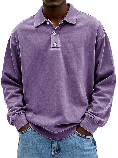 Raven Men's Sweatshirt with Long Sleeves and Polo Collar 5