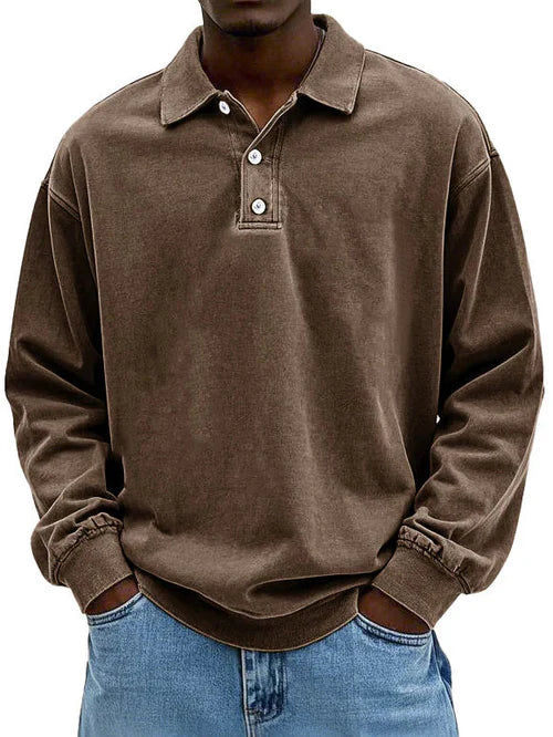 Raven Men's Sweatshirt with Long Sleeves and Polo Collar 6