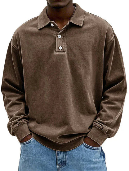 Raven Men's Sweatshirt with Long Sleeves and Polo Collar 6
