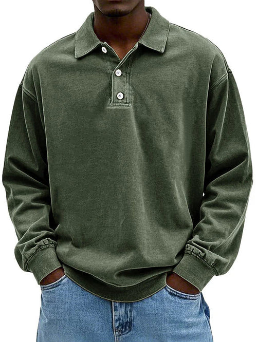 Raven Men's Sweatshirt with Long Sleeves and Polo Collar 7