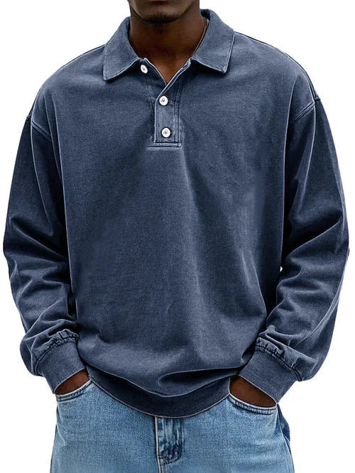 Raven Men's Sweatshirt with Long Sleeves and Polo Collar 8