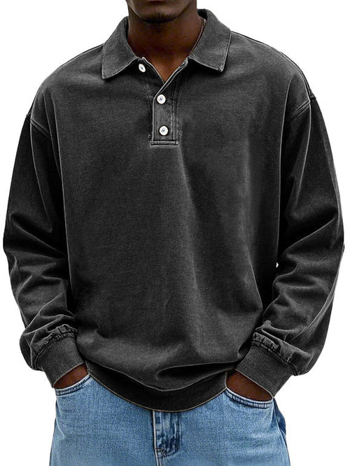 Raven Men's Sweatshirt with Long Sleeves and Polo Collar 9