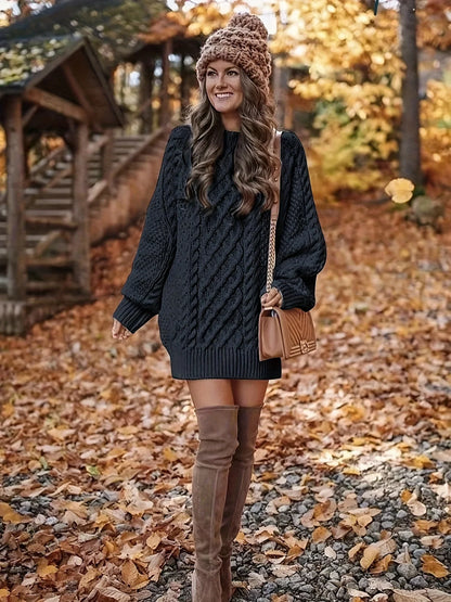 Renee Women’s Sweater Dress featuring a cozy cable-knit design, perfect for stylish warmth in any season. 4