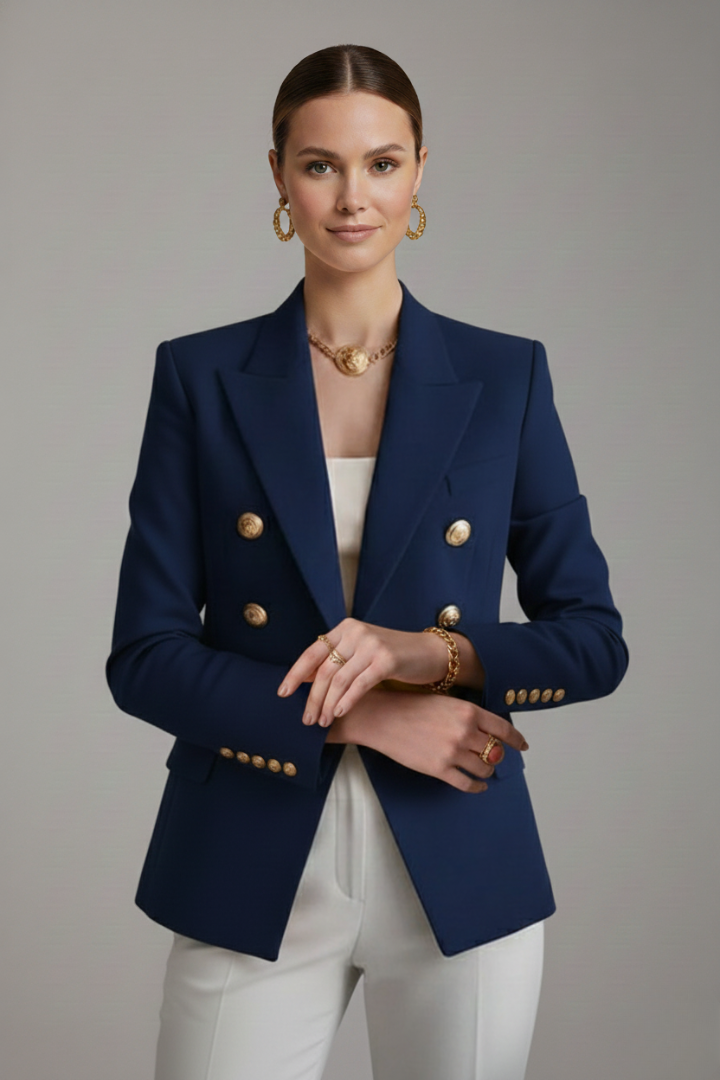 Rhea Women's Blazer with Double-Breasted Front and Gold-Tone Buttons 0