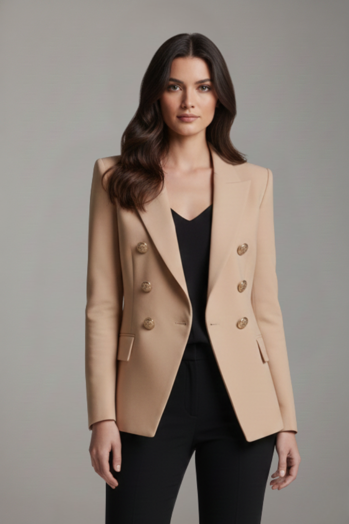 Rhea Women's Blazer with Double-Breasted Front and Gold-Tone Buttons 10