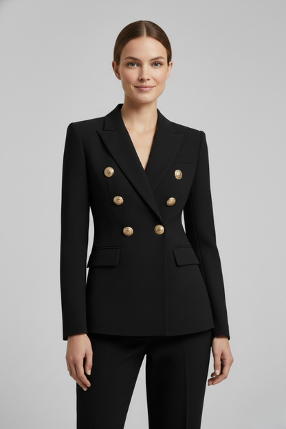Rhea Women's Blazer with Double-Breasted Front and Gold-Tone Buttons 2