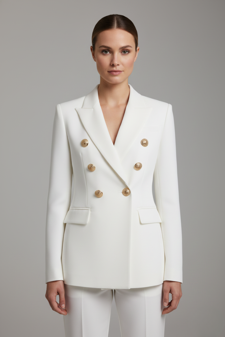 Rhea Women's Blazer with Double-Breasted Front and Gold-Tone Buttons 6