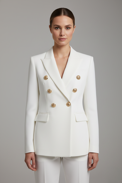 Rhea Women's Blazer with Double-Breasted Front and Gold-Tone Buttons 6