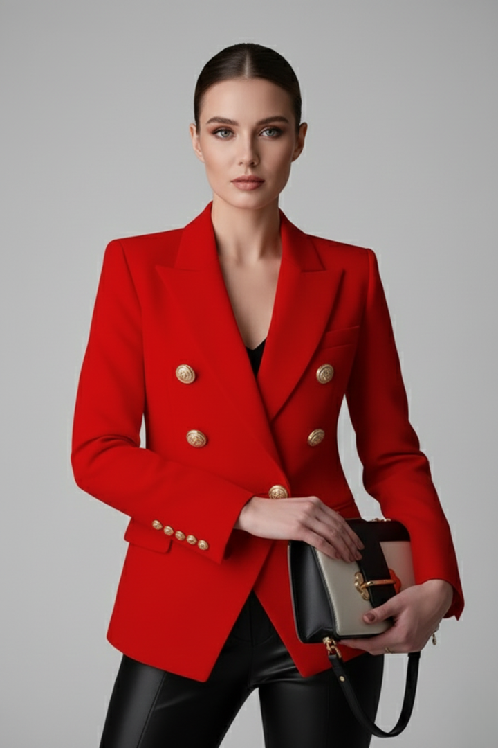 Rhea Women's Blazer with Double-Breasted Front and Gold-Tone Buttons 7
