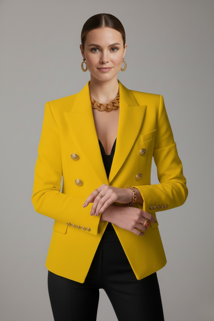 Rhea Women's Blazer with Double-Breasted Front and Gold-Tone Buttons 8