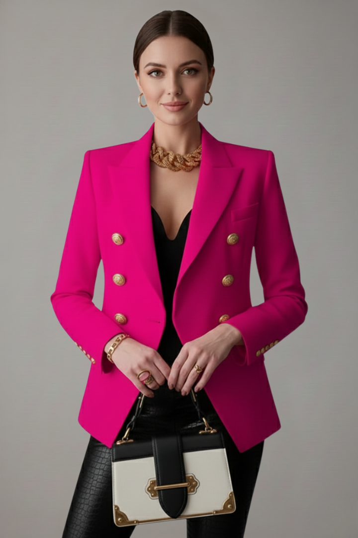 Rhea Women's Blazer with Double-Breasted Front and Gold-Tone Buttons 9