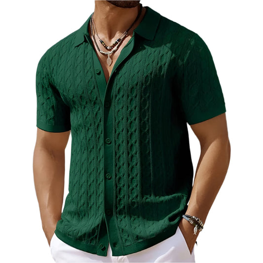 Riviera Men's Polo Shirt with Open Collar and Button-Up Design 0