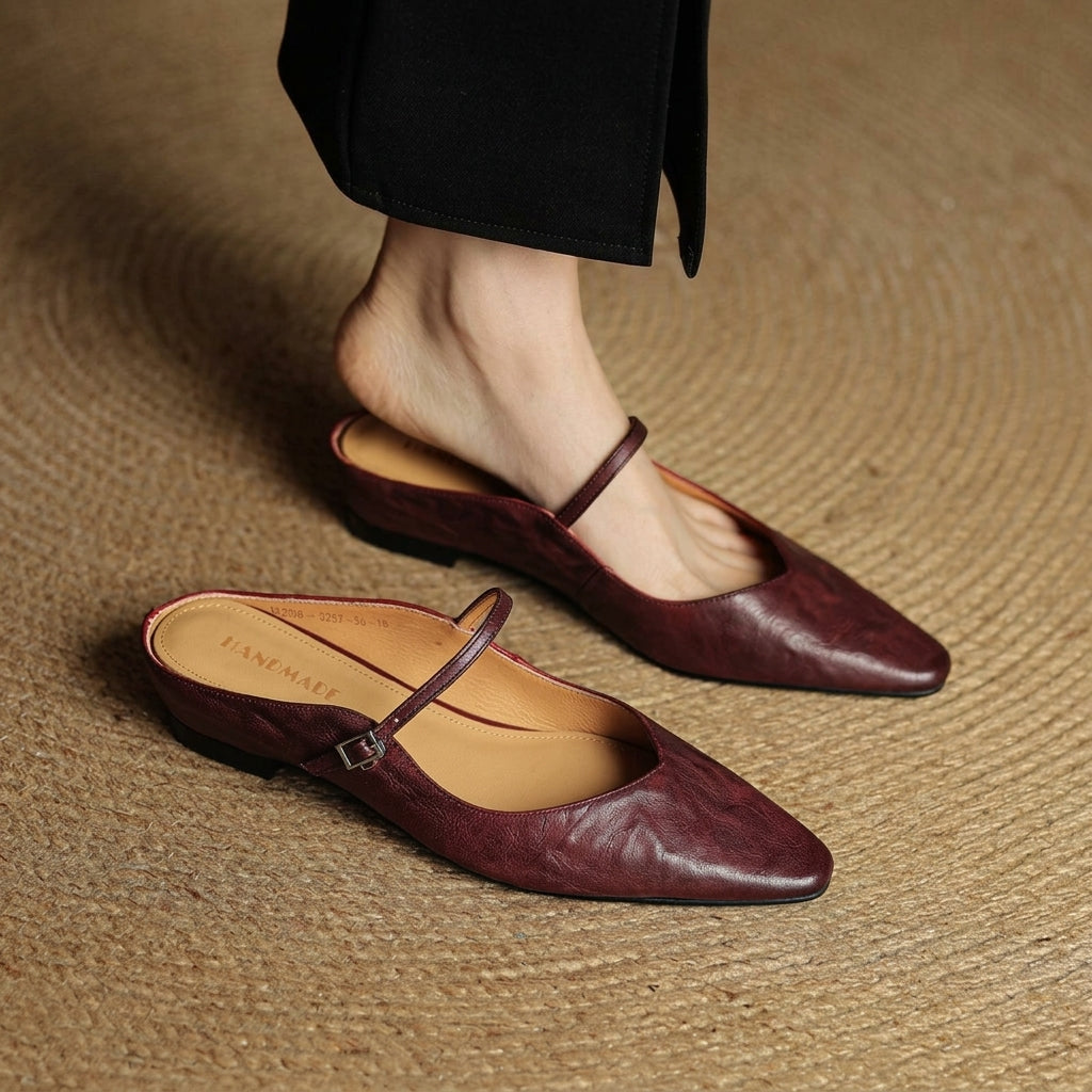 Ronda Women’s Mules Shoes with Leather Upper and Slip-On Design 1