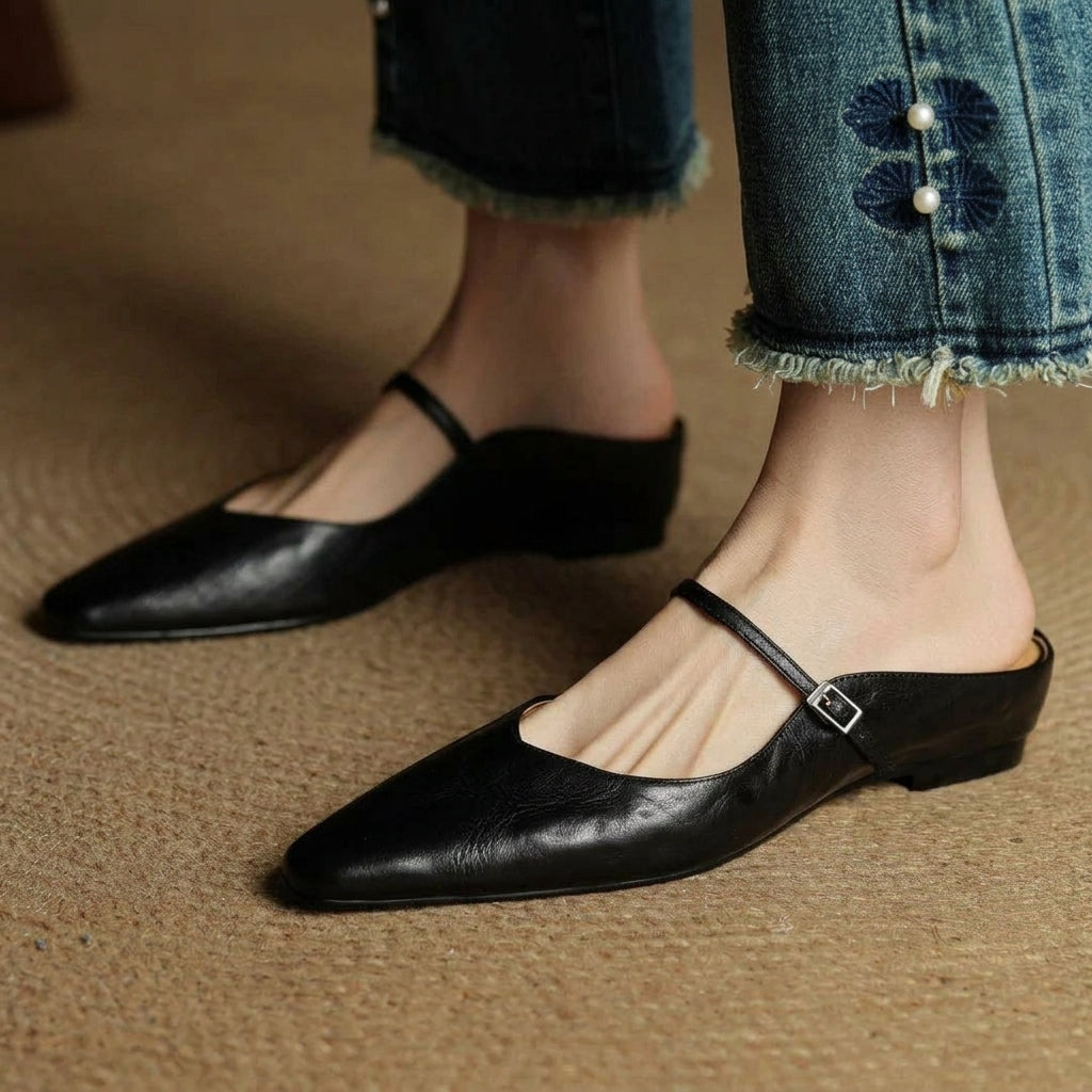 Ronda Women’s Mules Shoes with Leather Upper and Slip-On Design 2
