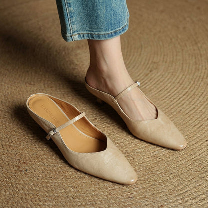 Ronda Women’s Mules Shoes with Leather Upper and Slip-On Design 3