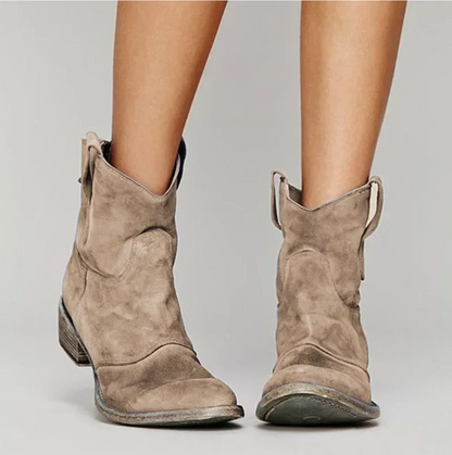 Rosa Women’s Cowgirl Boots with Suede Finish and Low Heel Design 1