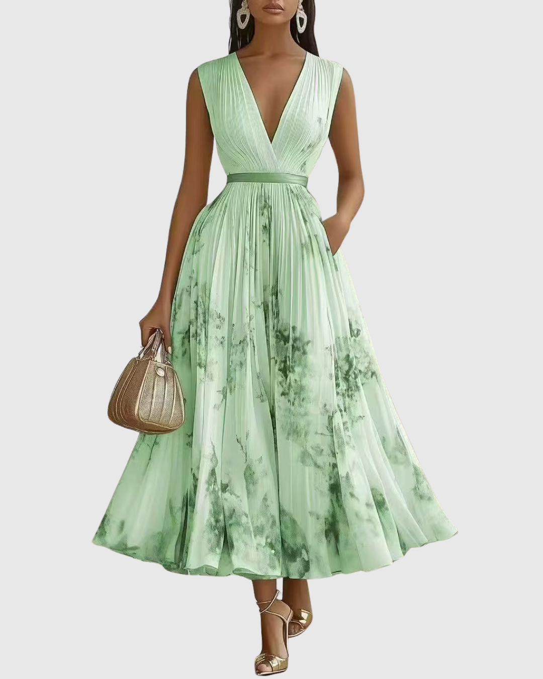 Rowella Women’s Maxi Dress with Pleated Design and Ribbon-Tie Waist 10