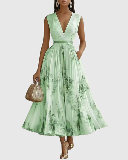 Rowella Women’s Maxi Dress with Pleated Design and Ribbon-Tie Waist 10