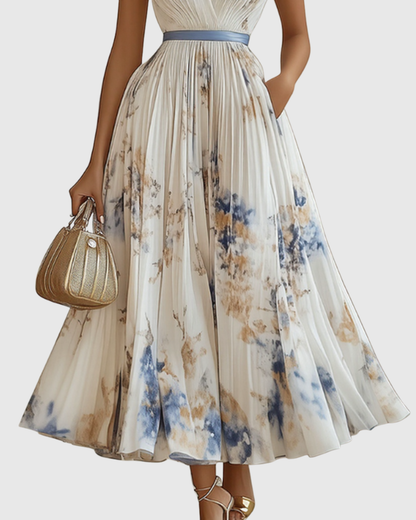 Rowella Women’s Maxi Dress with Pleated Design and Ribbon-Tie Waist 2