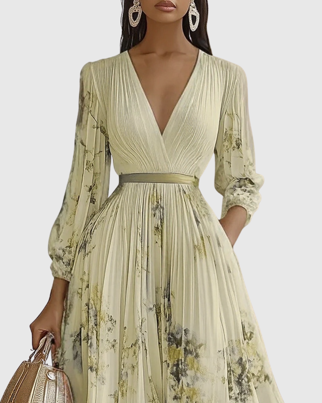 Rowella Women’s Maxi Dress with Pleated Design and Ribbon-Tie Waist 8