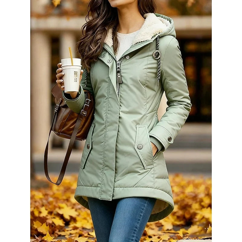 Rowena Women's Parka Jacket featuring a cozy plush lining and adjustable waist for a stylish and comfortable fit in cold weather. 2