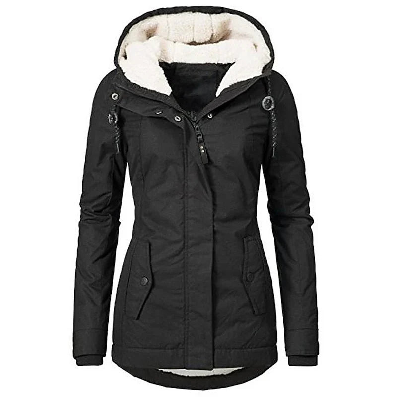 Rowena Women's Parka Jacket featuring a cozy plush lining and adjustable waist for a stylish and comfortable fit in cold weather. 4