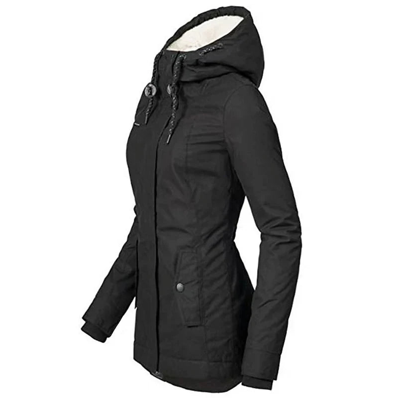 Rowena Women's Parka Jacket featuring a cozy plush lining and adjustable waist for a stylish and comfortable fit in cold weather. 5