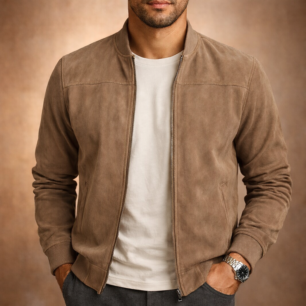 Sable Men’s Bomber Jacket with Lightweight Suede-Look and Modern Fit 0