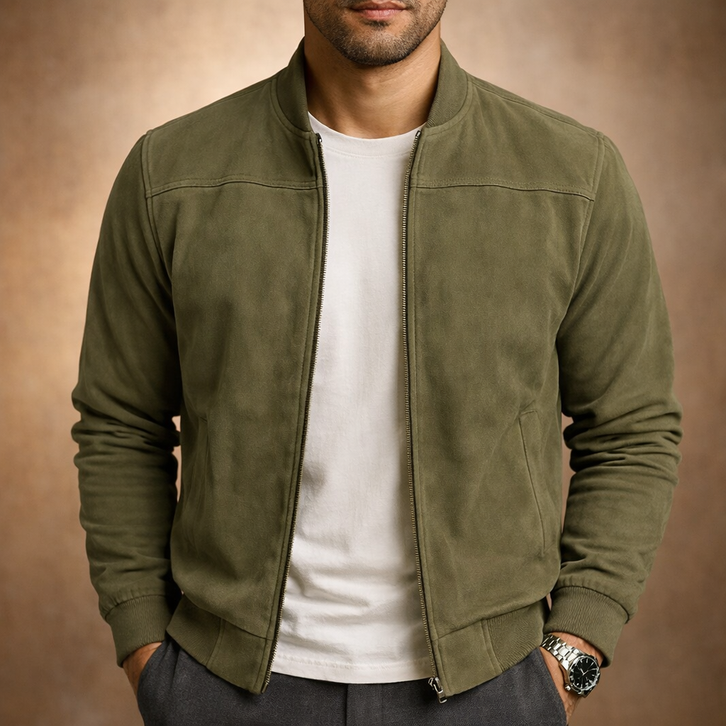 Sable Men’s Bomber Jacket with Lightweight Suede-Look and Modern Fit 1