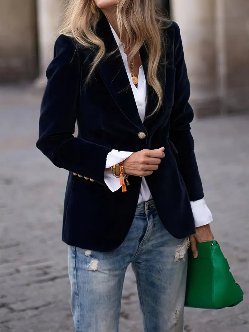 Sable Women’s Blazer with One-Button Closure and Classic Fit 0