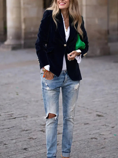 Sable Women’s Blazer with One-Button Closure and Classic Fit 2
