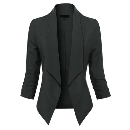 Sable Women's Blazer with Open Front Design and Long Sleeves 10