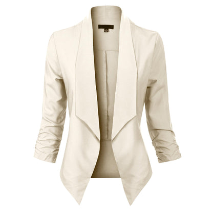 Sable Women's Blazer with Open Front Design and Long Sleeves 13