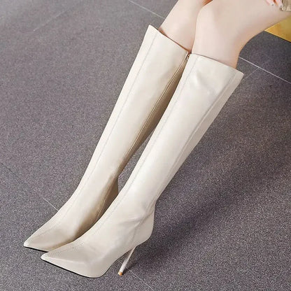 Sable Women’s Knee-High Boots featuring a sleek pointed toe and elegant stiletto heel, perfect for stylish outfits and formal occasions. 3