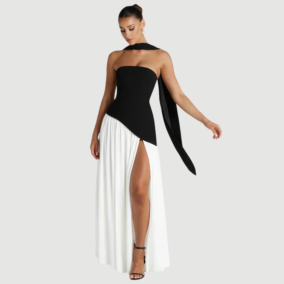 Sable Women's Maxi Dress with Asymmetrical Skirt and Strapless Design 2