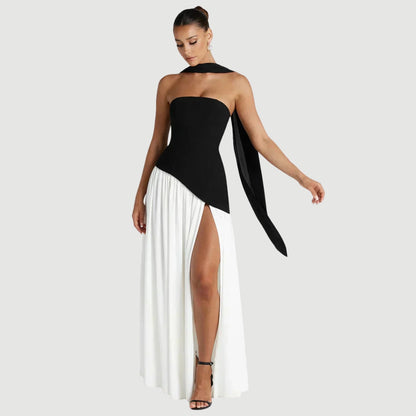 Sable Women's Maxi Dress with Asymmetrical Skirt and Strapless Design 2
