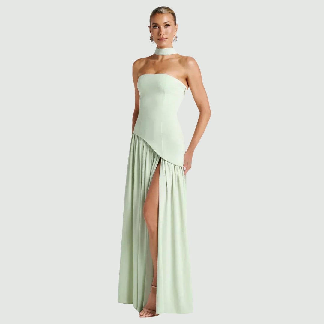 Sable Women's Maxi Dress with Asymmetrical Skirt and Strapless Design 8